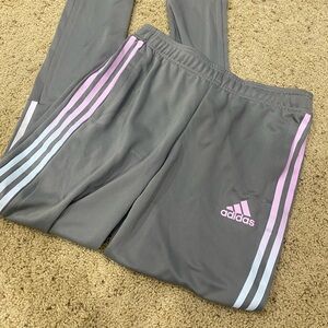 Adidas Tiro Youth XL Track Pants Gray Pink Stripe Soccer Training AEROREADY NWT